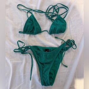 Triangl Swimwear Green Glitter Bikini